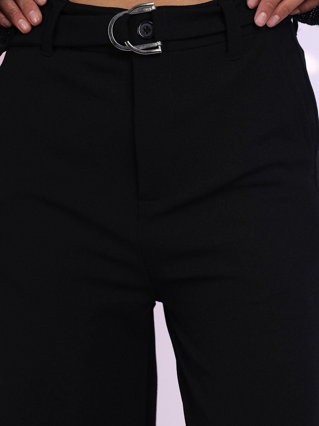 Tokyo Talkies Women Black Flared Trousers