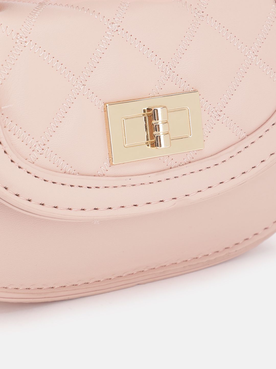 DressBerry Quilted Structured Satchel Bag