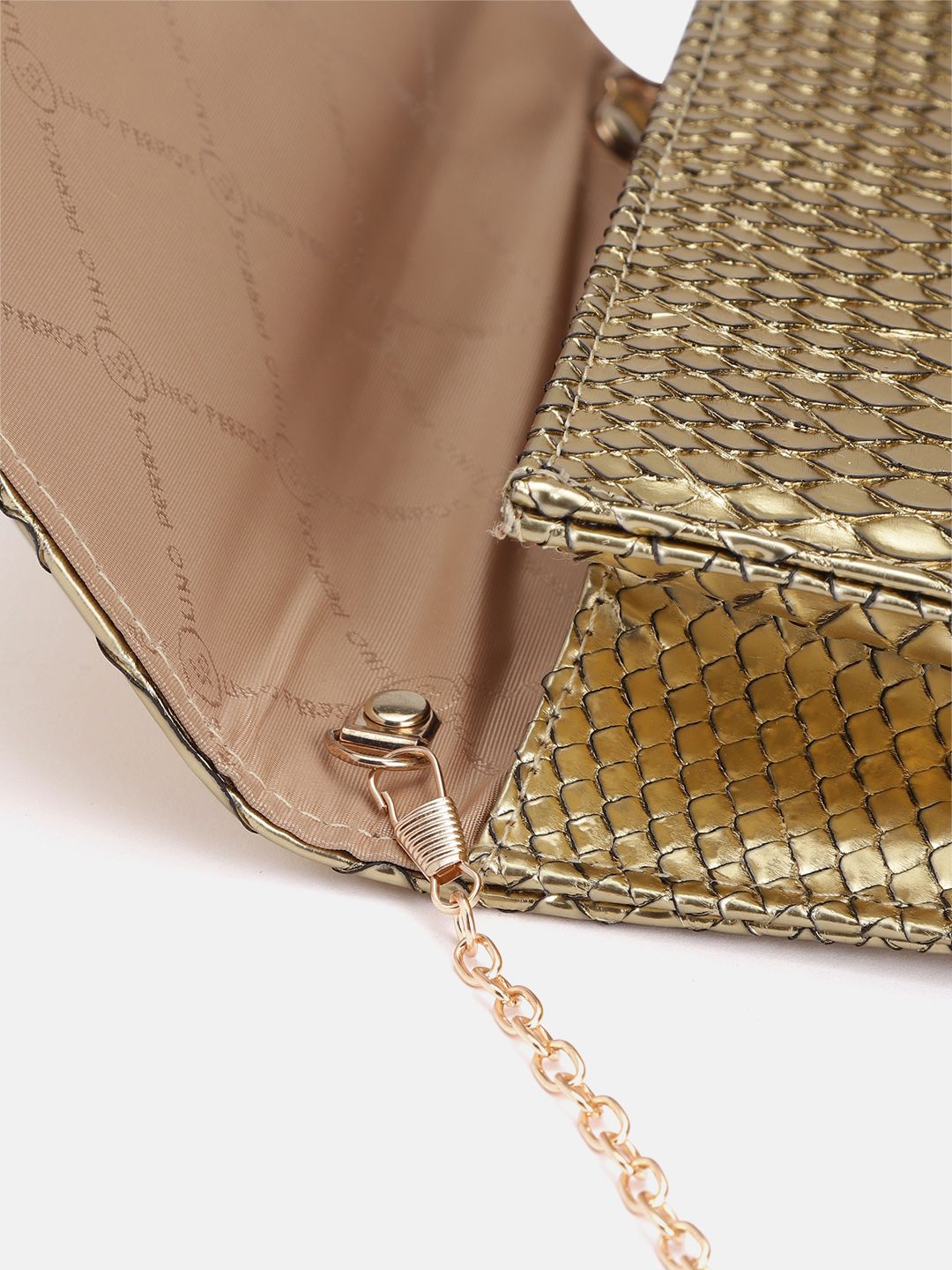 Lino Perros Women Snake Skin Textured Foldover Clutch