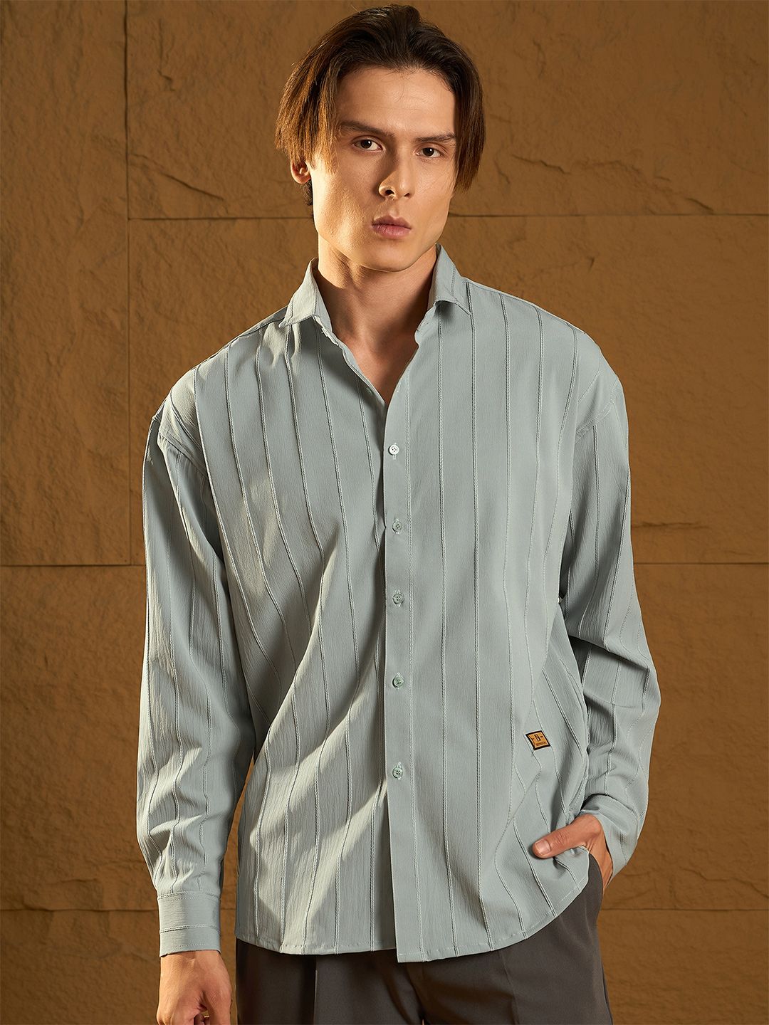 DENNISON Drop Shoulder Oversized Pintuck Shirt