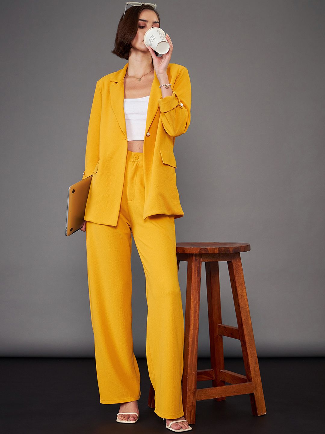 SASSAFRAS worklyf Women Straight Fit High-Rise Parallel Trousers