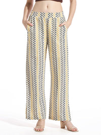 Bewakoof Women Printed Cotton Baggy Relaxed High-Rise Parallel Trousers