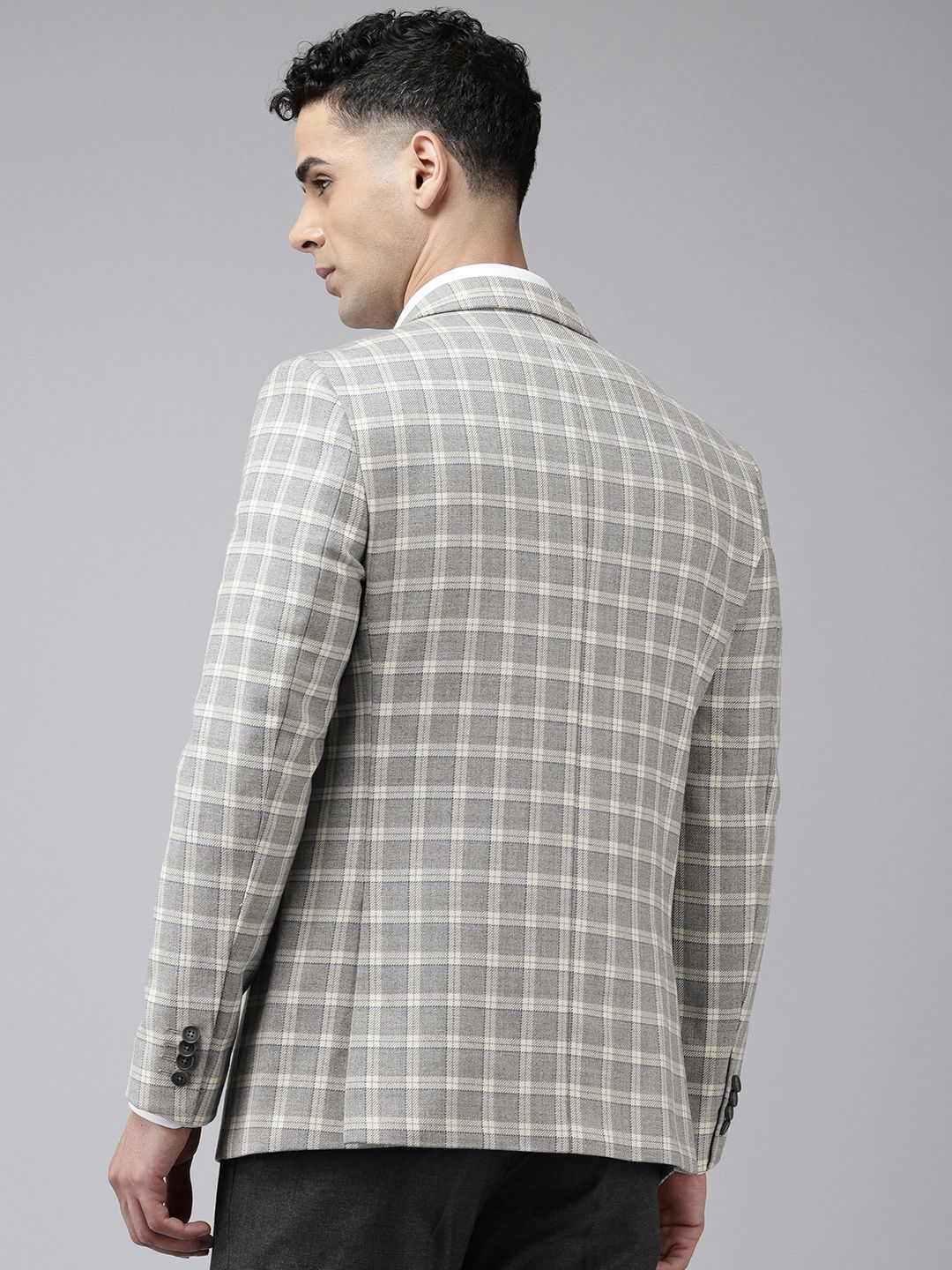 Park Avenue Slim Fit Checked Single Breasted Formal Blazer