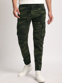 THE BEAR HOUSE Men Camouflage Printed Mid-Rise Regular Fit Cargos Trousers