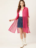 DressBerry Women Pink Longline Shrug