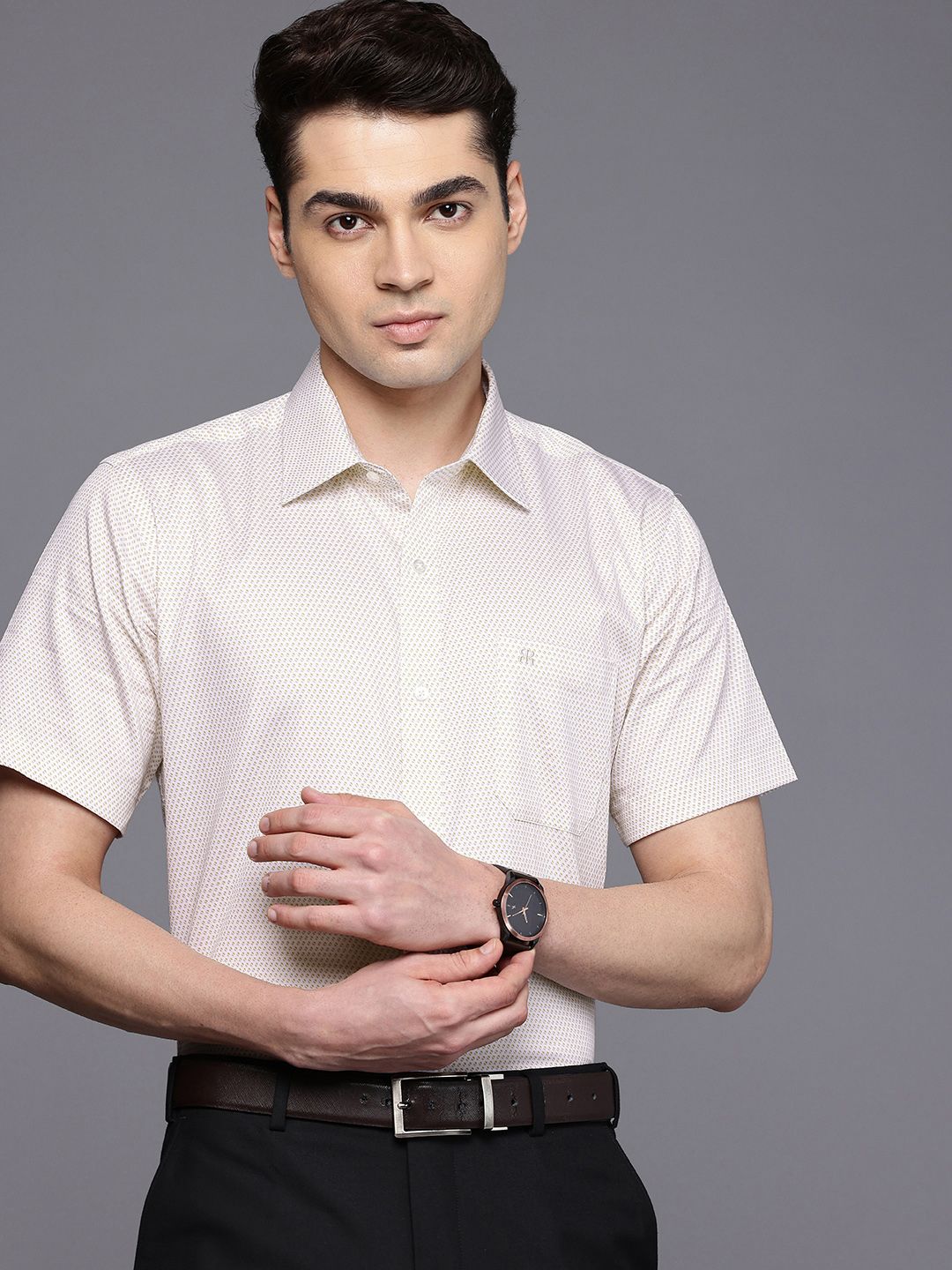 Raymond Micro Ditsy Printed Pure Cotton Formal Shirt