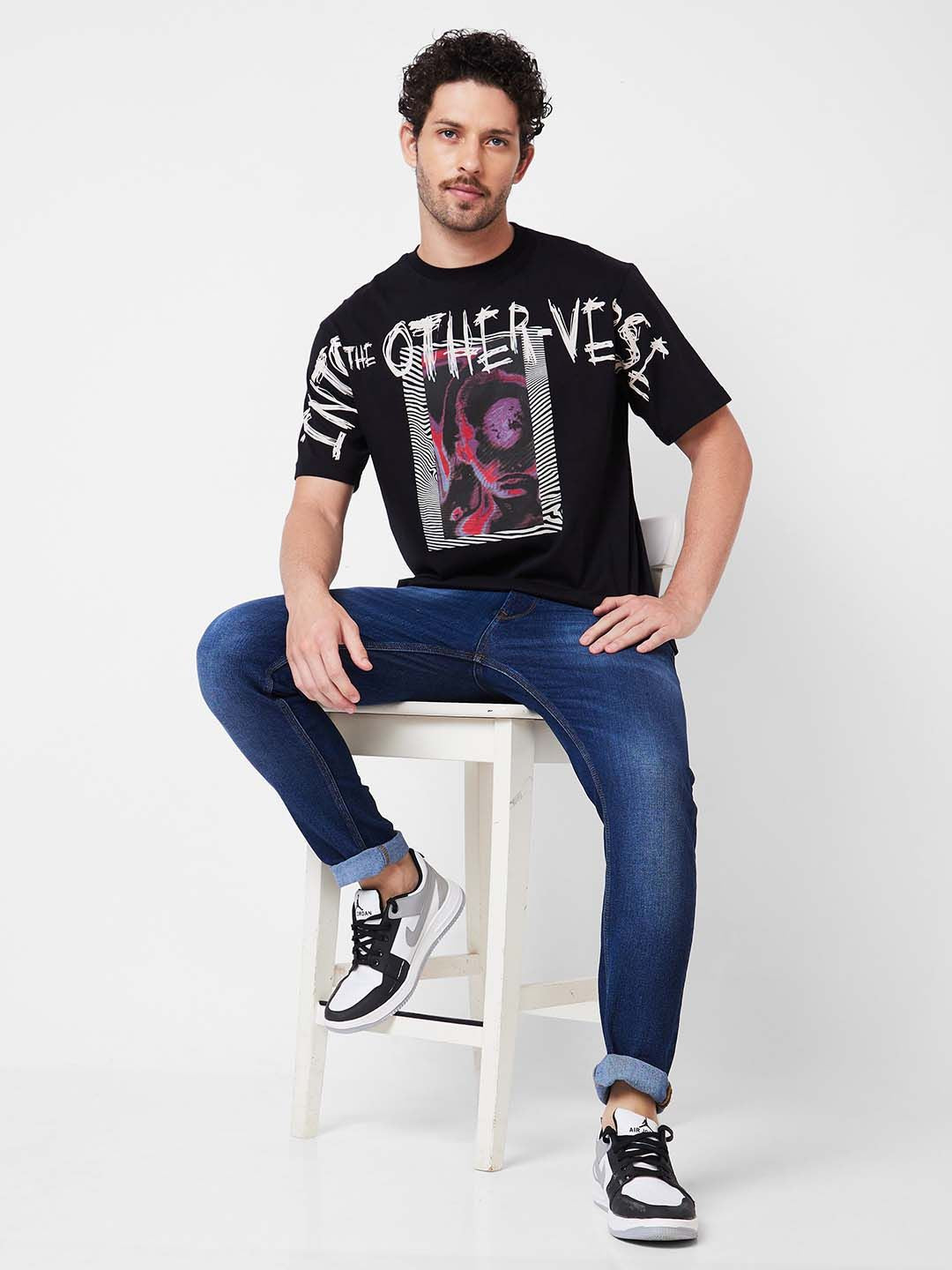 SPYKAR Printed Round Neck Cotton T-shirt