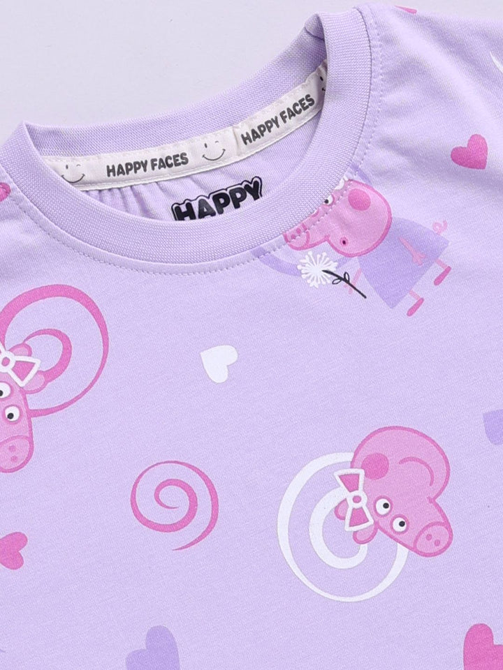 Happy Faces Kids Girls Peppa Pig Printed Pure Cotton T-Shirt