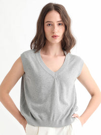 RAREISM Women Grey  Cotton Sweater Vest