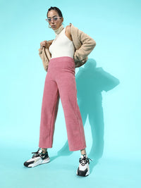 STREET 9 Women Pretty Pink Solid Fleece Trousers