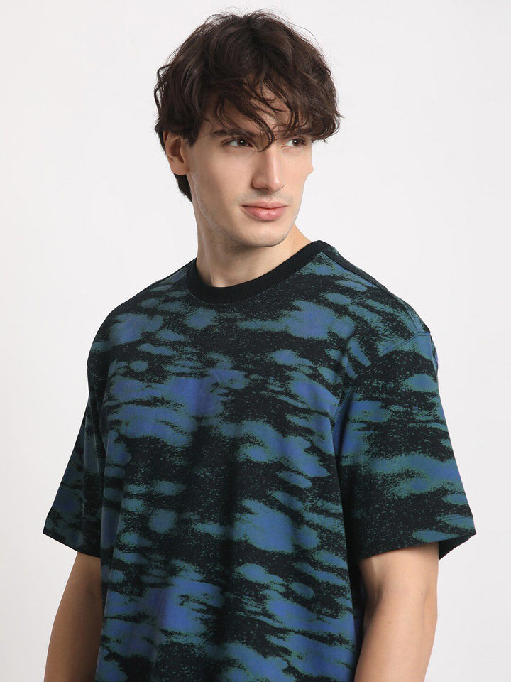 THE BEAR HOUSE Camouflage Printed Drop-Shoulder Sleeves Cotton T-shirt