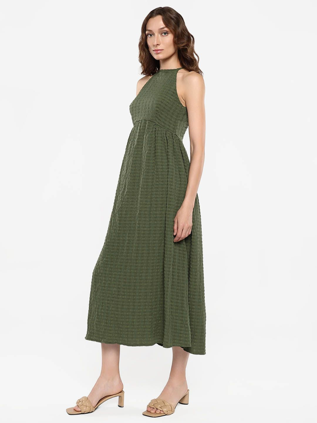 RAREISM Striped A-Line Midi Dress