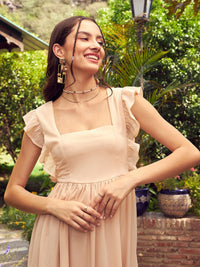 SASSAFRAS Square Neck Georgette Maxi Dress