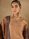 Indo Era Floral Embroidered Embellished V-Neck Straight Kurta with Trouser And Dupatta