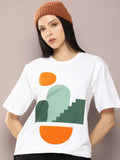 DILLINGER Women Graphic Printed Embossed Oversized T-shirt