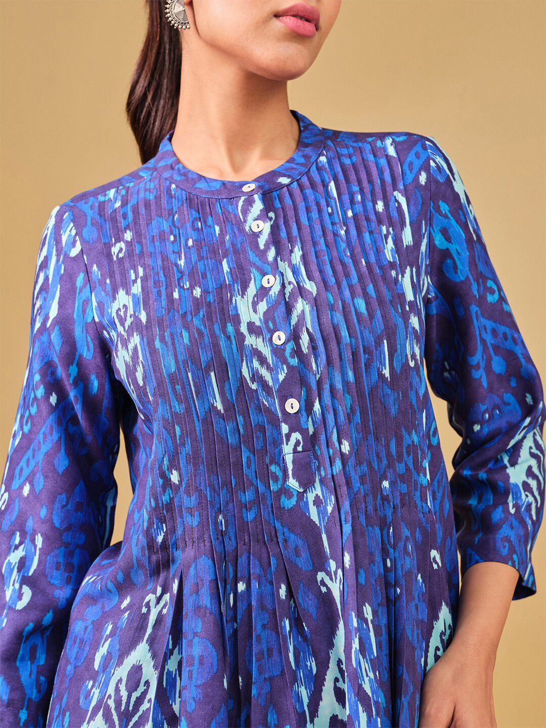 Global Desi Printed Pleated Straight Kurta