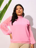 SASSAFRAS Curve Plus Size High Neck Georgette Top