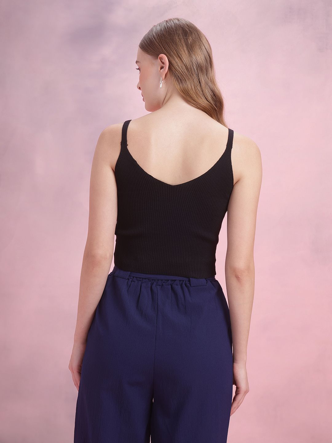 DressBerry Button Detail Ribbed Top