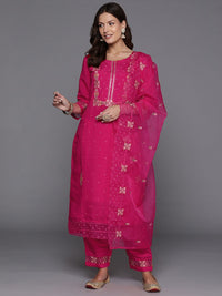 Indo Era Women Floral Yoke Design Regular Sequinned Kurta with Trousers & Dupatta