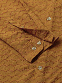 VASTRADO Men Classic Band Collar Textured Slim Fit Casual Shirt