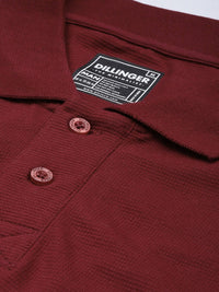 DILLINGER Men Solid Honeycomb Structure Oversized Pure Cotton Polo T-Shirt