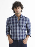 RARE RABBIT Men Turvo Slim Fit Tartan Checked Cotton Shirt