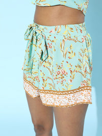 Berrylush Women Enchanting Sea Green 3 Piece Printed Jumpsuit