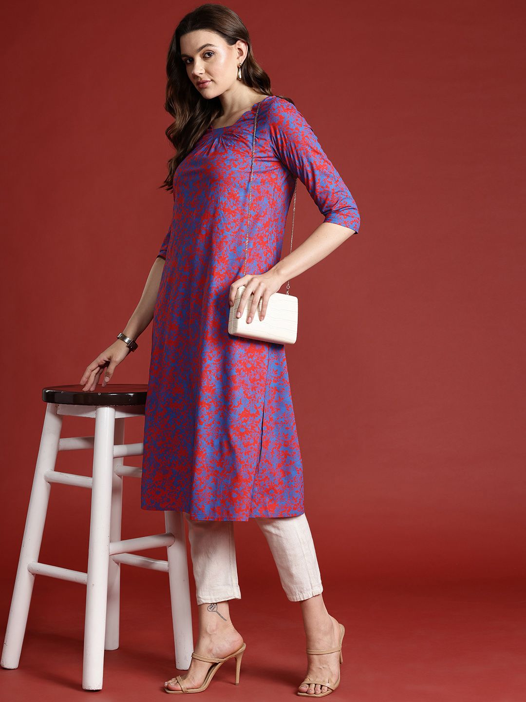 all about you Printed Pleated Straight Kurta