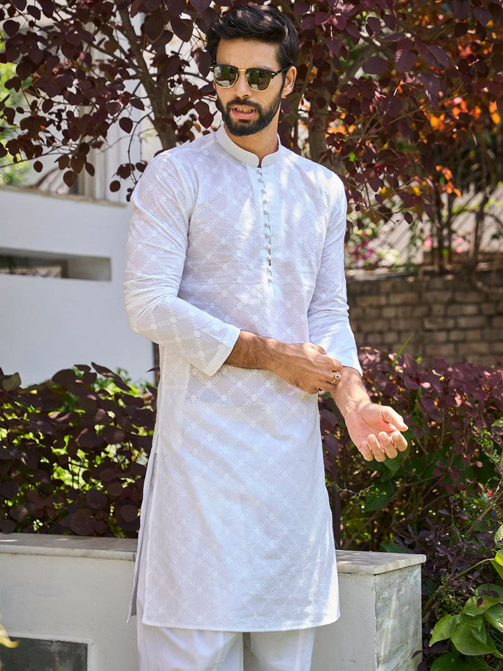 See Designs Ethnic Motifs Embroidered Chikankari Pure Cotton Kurta With Salwar