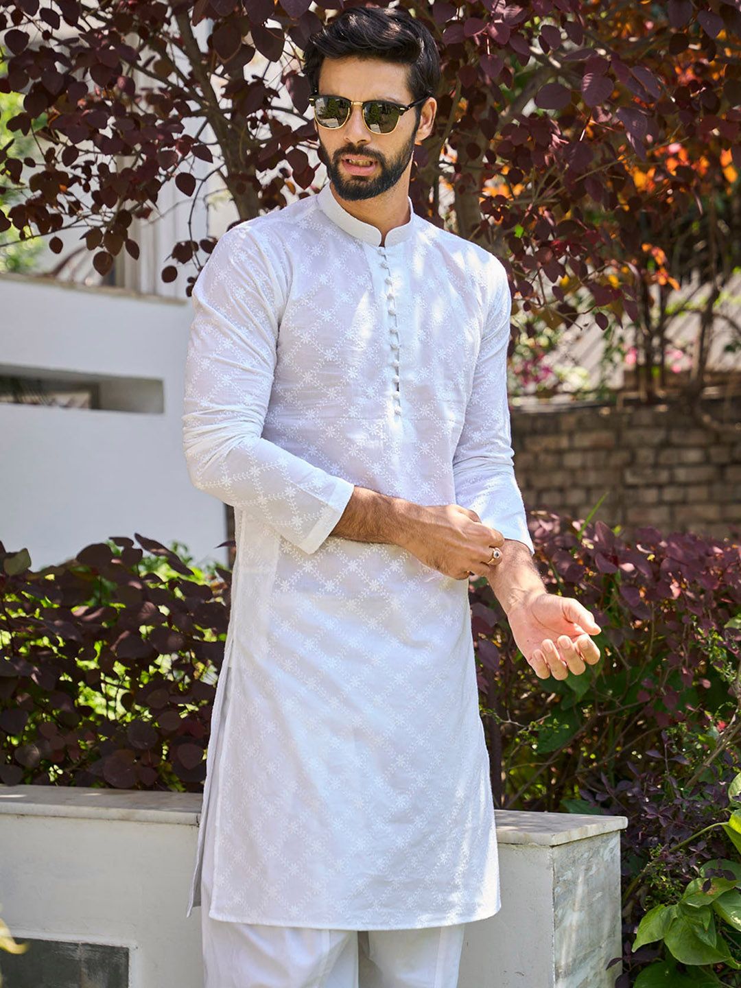 See Designs Ethnic Motifs Embroidered Chikankari Pure Cotton Kurta With Salwar