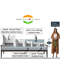 STITCHNEST Yellow & Sea Green Set of 5 Ethnic Motifs Square Cushion Covers