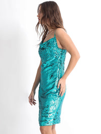 RAREISM Sequin Embellished Shoulder Straps Sheath Dress