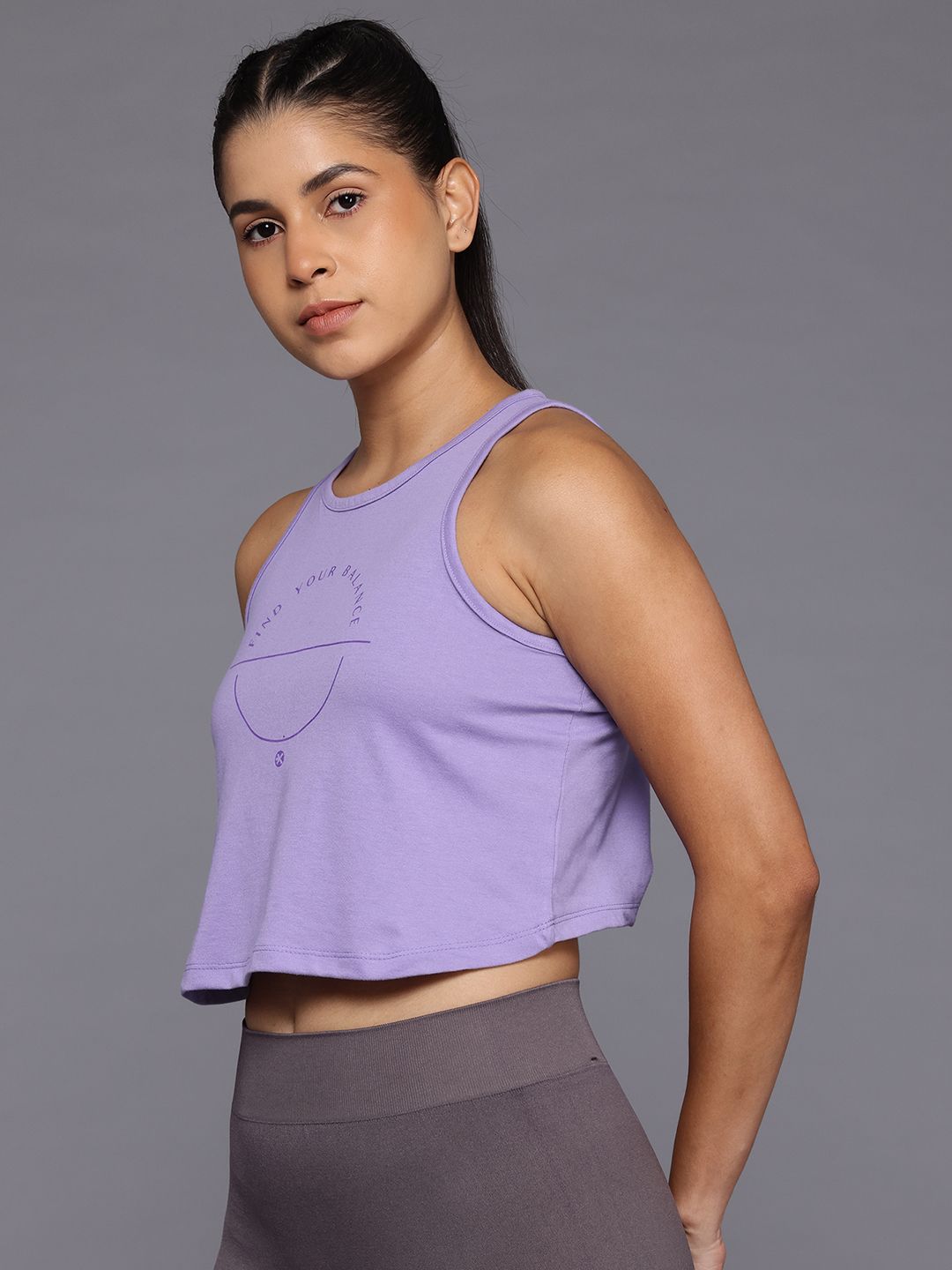 HRX by Hrithik Roshan Typography Print Cut-out Detail Crop Yoga T-shirt with Tie-ups