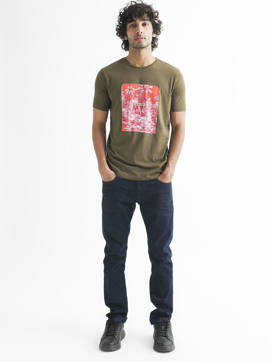 RARE RABBIT Men Rings-4 Slim Fit Solid Polo Collar T-Shirt