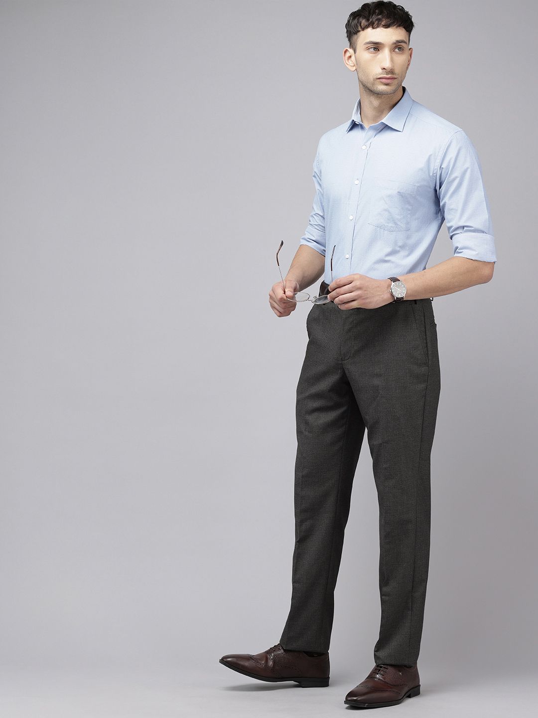 Park Avenue Men Checked Formal Trousers