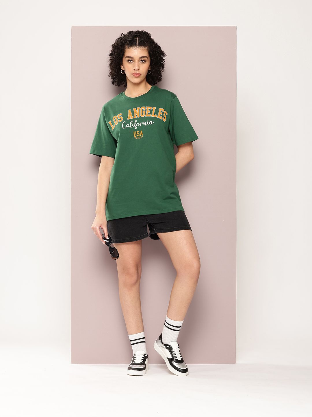 DILLINGER Women Typography Printed Pure Cotton Oversized T-shirt