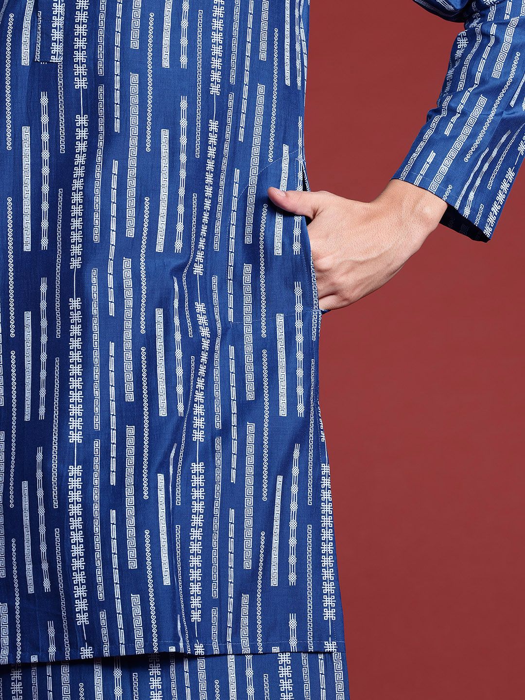 Anouk Geometric Print Layered Kurta