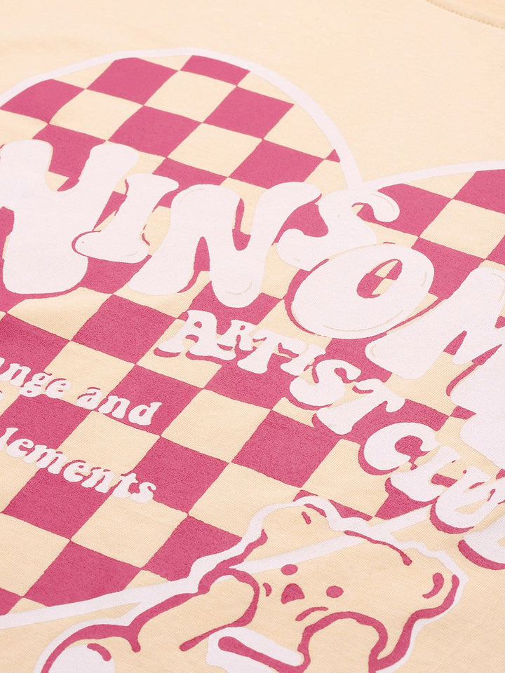 DressBerry Women Pure Cotton Graphic Printed Drop-Shoulder Sleeves T-shirt