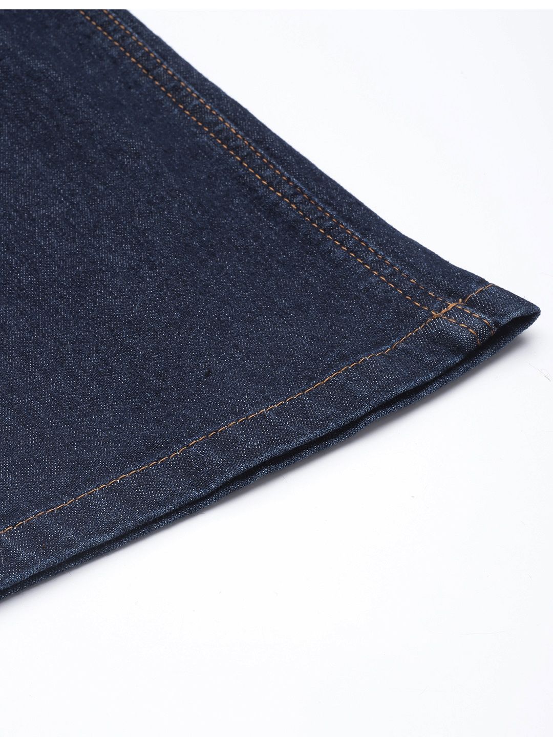 SASSAFRAS Women Navy Blue Straight Fit Contrast Stitch Detail High-Rise Stretchable Jeans