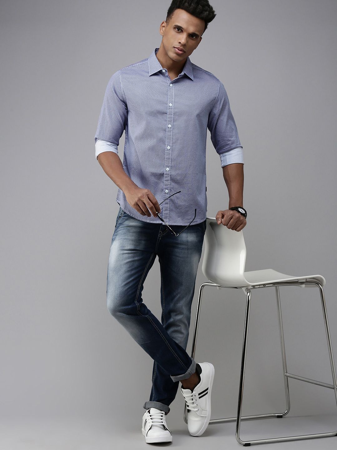 SPYKAR Men Pure Cotton Slim Fit Printed Casual Shirt