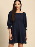 DENNISON Puff Sleeve Crepe Empire Dress