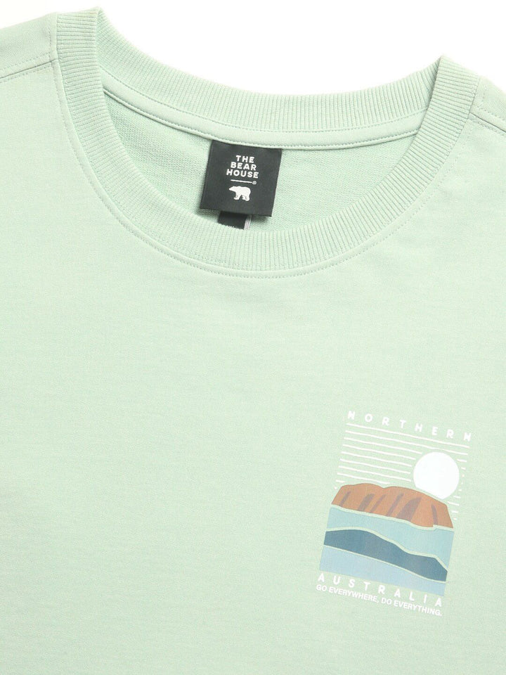 THE BEAR HOUSE Graphic Printed Round Neck Cotton Oversized T-shirt