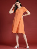 all about you Textured Puff Sleeve Midi A-Line Dress