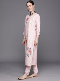 Indo Era Floral Embroidered Regular Thread Work Pure Cotton Kurta With Trousers & Dupatta
