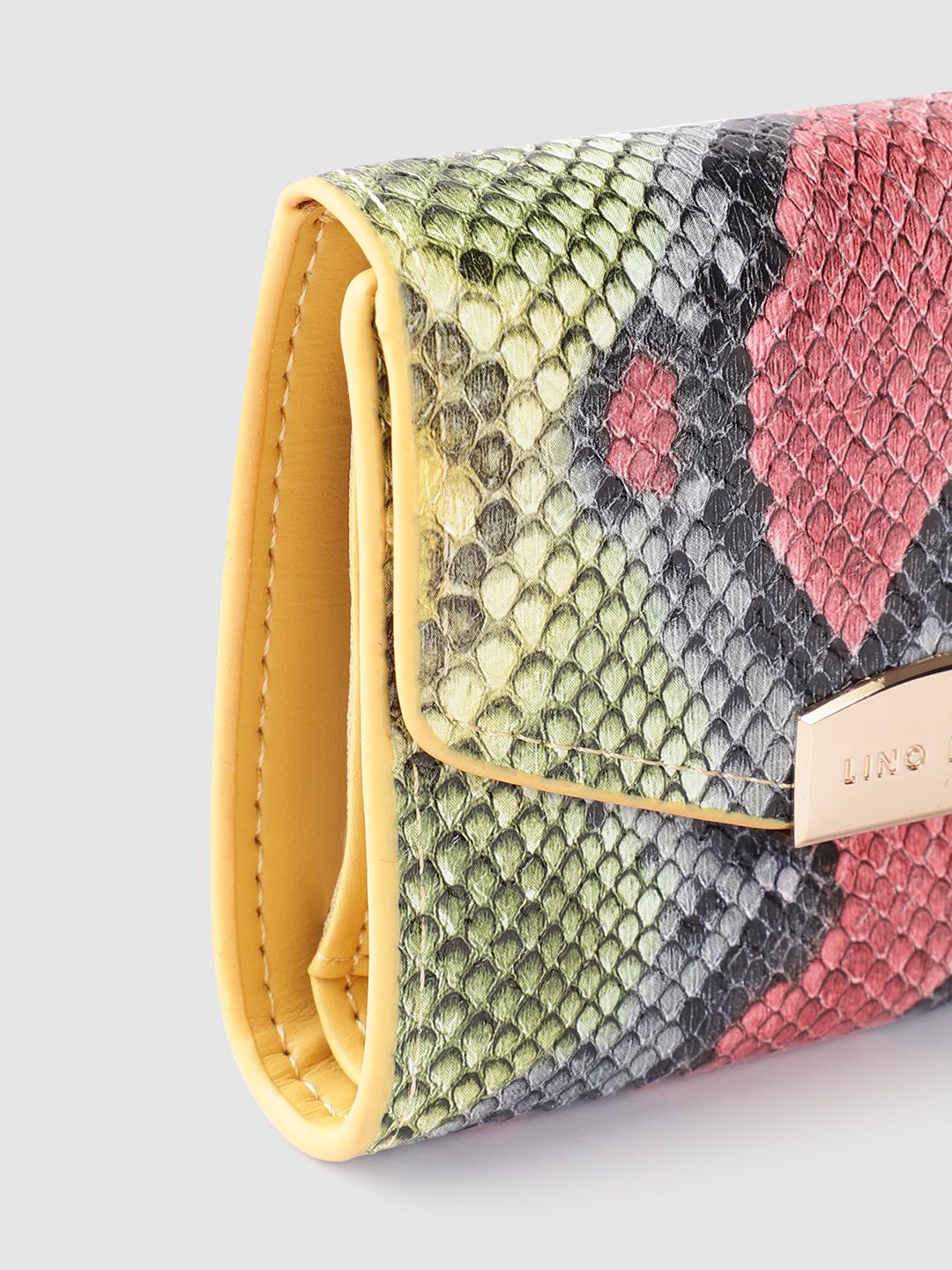 Lino Perros Women Snake Skin Textured Three Fold Wallet