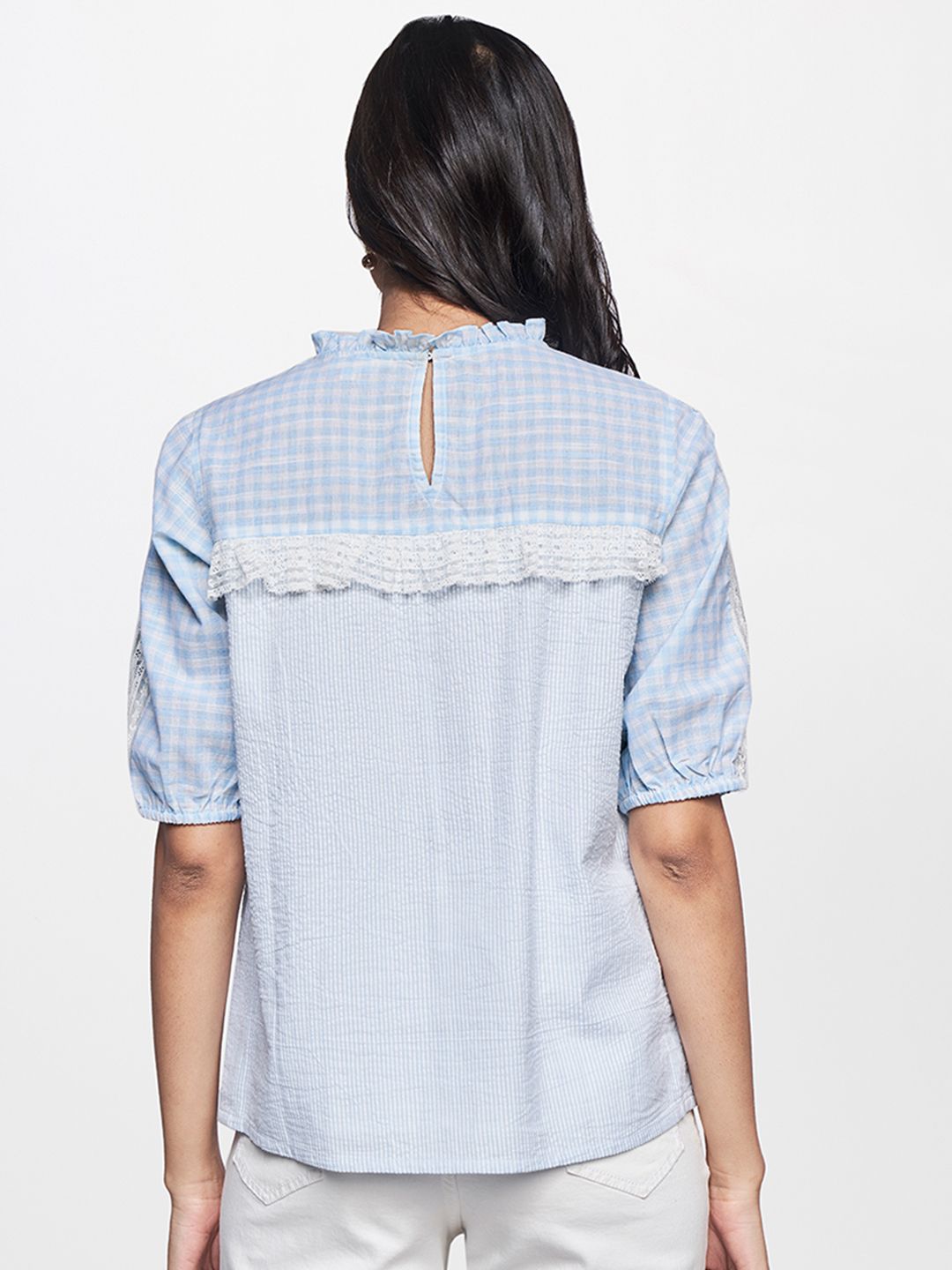 AND Green Self Design Pure Cotton A-Line Top