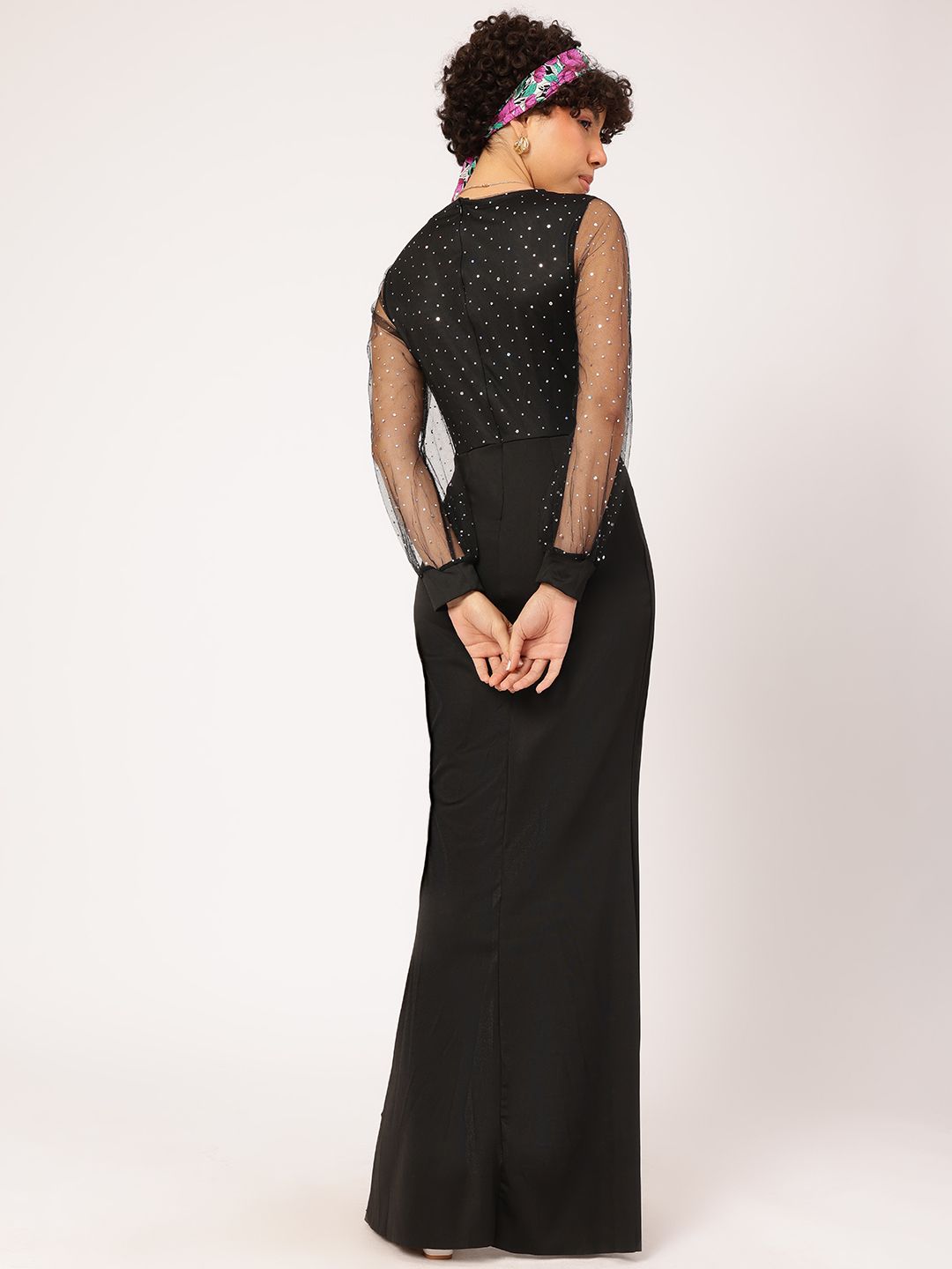 DressBerry Midnight Cleopatra High-Slit Ruffle Detail Maxi Dress