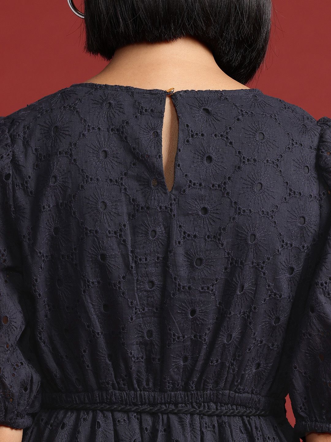 all about you Pure Cotton Schiffli A-Line Dress