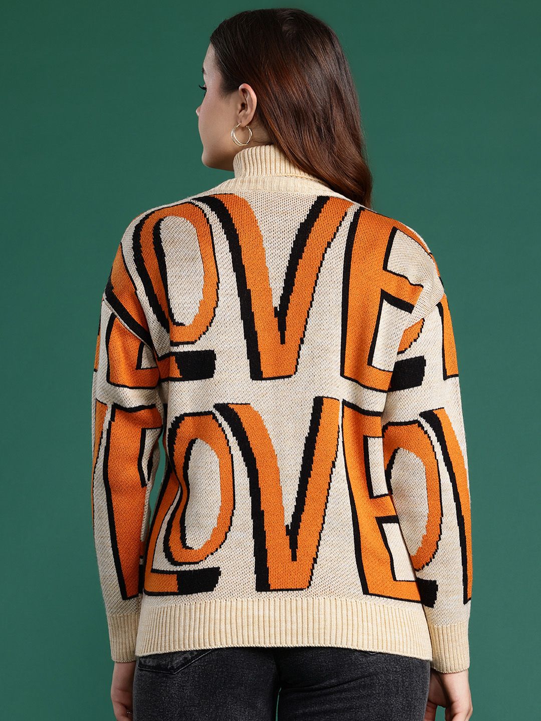 DressBerry Typography Turtleneck Pullover