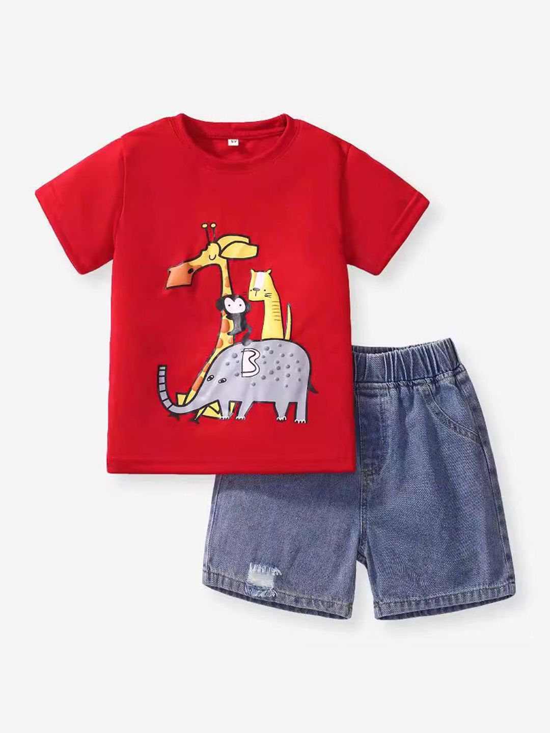 YK Boys Printed T-shirt with Shorts